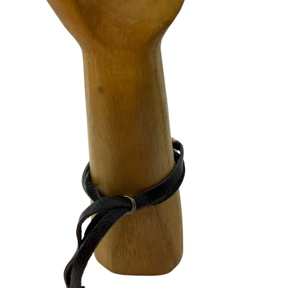 VTG Handmade Wired Artisan Crystals Bracelet Leather Adjustable Black - Picture 6 of 10